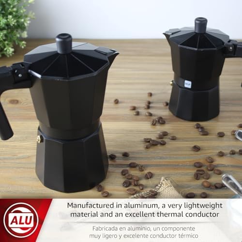 Magefesa Kenia Noir Stovetop Espresso Moka Pot, 6-Cup/10 oz, Italian Coffee Maker for Cuban Coffee, Extra-Thick Aluminum, Heat-Resistant Handle, Safe & Easy-to-Use, Greca Coffee Maker - Image 2
