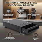 Generic Stainless Steel Detachable Coffee Knock Box Drawer with Shock Absorbing Barista Container with Non Slip Feet, Removable Rubber Lever for Cafe Home Kitchen Office (Black) - Image 6
