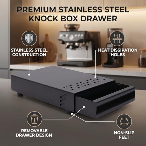 Generic Stainless Steel Detachable Coffee Knock Box Drawer with Shock Absorbing Barista Container with Non Slip Feet, Removable Rubber Lever for Cafe Home Kitchen Office (Black) - Image 6