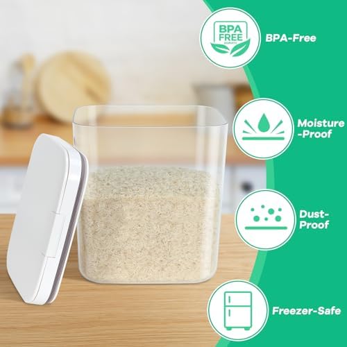 11 Lbs Rice Storage Container 5.8Qt Flour Sugar Containers with Flip-up Lid - Image 6