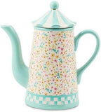 MACKENZIE-CHILDS Ceramic Teapot, Cute Teapot with Lid, 64-Ounce Capacity, Posie Patch by Unknown