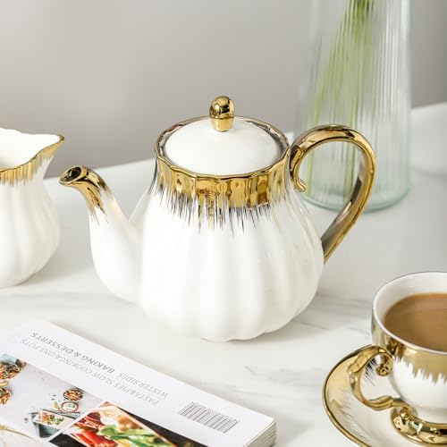 LETAOTAO Ceramic Tea Pot with Removable Stainless Steel Infuser, 30oz - Image 5