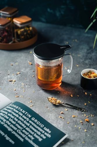 Glass Tea Cup with Infuser and Lid & Stainless Steel 400ml, Premium Borosilicate Tea Mug & Stainless Steel Filter, Heat-Resistant Brewing Set for Tea Lovers (Gift Ready Packaging) - Image 2