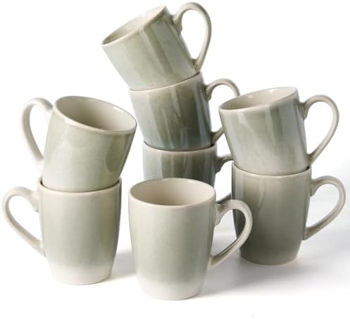 famiware Coffee Mugs Set, 13oz Mug Set of 8, Stoneware Cups with Handle by Famiware