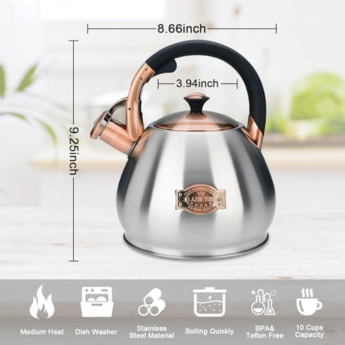 Tea Kettle Stovetop Whistling Kettle Teapot, 3Quart Tea Pot Stainless Steel Teakettle for Stove Top with Heat Proof Ergonomic Handle - Image 4