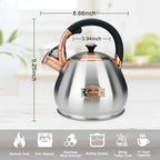 Tea Kettle Stovetop Whistling Kettle Teapot, 3Quart Tea Pot Stainless Steel Teakettle for Stove Top with Heat Proof Ergonomic Handle - Image 4