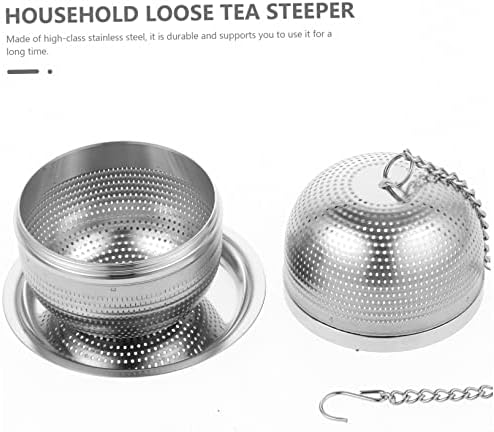 PRETYZOOM 5pcs Stainless Steel Loose Leaf Tea Infuser Food-grade Tea Strainer with Base for Brewing Spices Condiments for Home - Image 5