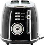 1.8 Quart Electric Tea Kettle and 2 Slice Toaster Combo, Retro Kitchen Appliance Set with Adjustable Browning and Water Temperature Gauge (Black) - Image 3