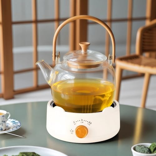 Electric Mini Teapot Stove 500W 110V, Countertop Electric Heater for Ceramic Glass Kettle, Multifunctional Tea Stove, White Finish - Image 3