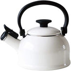 Fuji Enamel CTN-1.6WK.W Whistling Kettle, Induction Compatible, Cotton, 0.4 gal (1.6 L), White by FUJIHORO