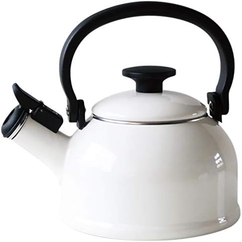 Fuji Enamel CTN-1.6WK.W Whistling Kettle, Induction Compatible, Cotton, 0.4 gal (1.6 L), White by FUJIHORO