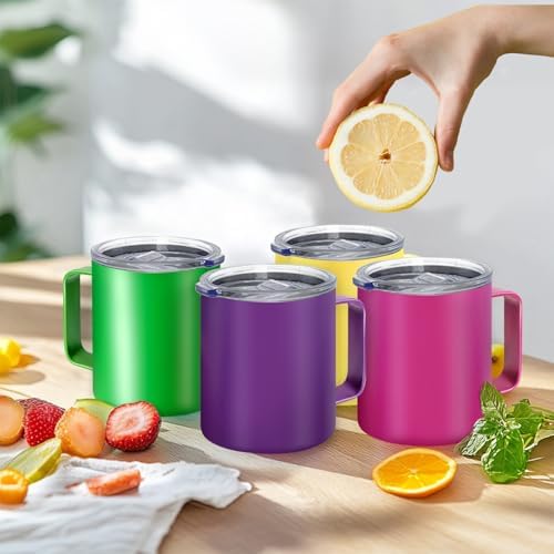 YOUKE OLA 32 Pack Stainless Steel Insulated Coffee Mug Bulk with Handle & Lids, 12oz Vacuum Insulated Double Wall Travel Mug for Hot and Cold Drinks Home Office Car, 16 Colors - Image 6