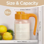 32 oz Glass Pitcher with Lid, 1 Quart Mason Jar Pitcher with Lid Airtight, Breast Milk Storage for Fridge, Ideal for Cold Brew Coffee, Iced Tea, Sun Tea, Juices - Image 2