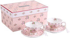 London Boutique Coffee Tea Cups and Saucers Set of 2 Vintage Flora Rose Lavender Porcelain Gift Box (Rose Pink 2pc Set) by LondonBoutique