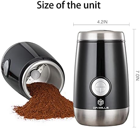 DR MILLS DM-7445 Coffee Grinder Electric,Spice and Herb Grinder, Blade & Cup Made with SUS304 Stainless Steel Food Grinders Electric - Image 4