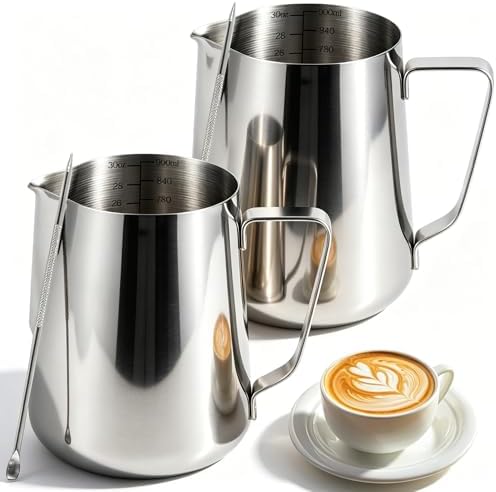 2 Pack Milk Frothing Pitcher 900ml 32oz Large Capacity Steaming Pitchers by Unknown