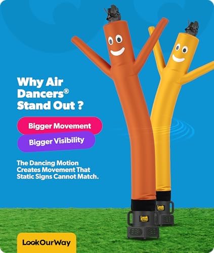 LookOurWay Air Dancers Wacky Waving Inflatable Tube Man Attachment - 7 Feet Tall Advertising Air Dancer Waving Man Inflatable Tube Guy - Blower Not Included - Orange - Image 4