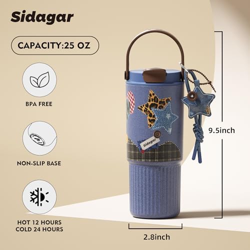 26 oz Insulated Stainless Steel Tumbler with Straw & Handle Cowboy - Image 2