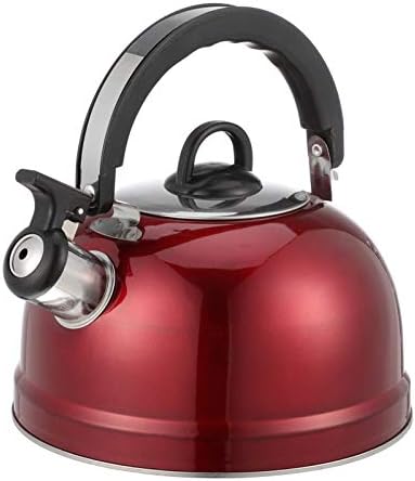 DOITOOL 3 Quart Red Tea Kettle for Stove Top Whistling Teapot by DOITOOL