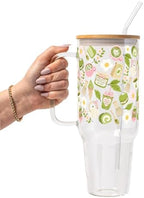 Sip-Sip Hooray! Matcha Moments 40oz Glass Tumbler with Lid and Straw by Sip-SipHooray