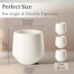 MIAMIO - Espresso Cups Set of 4/Mug Set, Ceramic (3oz) - Luxe (Cream White) - Image 3