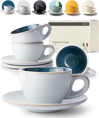 KIVY Cappuccino Cups set - 4x 8oz - Thick-walled stoneware cappuccino cup by KIVY