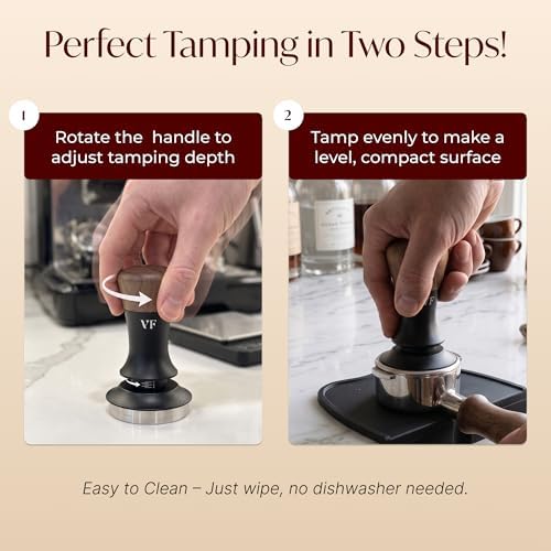 Espresso Tamper for 54mm Portafilter – Adjustable Depth Spring Loaded Tamper for Consistent Tamping – Barista Coffee Press Tool with Stainless Steel Base – Black & Walnut - Image 5