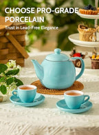 Sweese Teapot, Porcelain Tea Pot with Stainless Steel Infuser, Blooming & Loose Leaf Teapot - 27ounce, Turquoise - Image 2