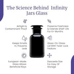 Infinity Jars 250 ML (8.4 Fl oz) Black Ultraviolet Blocking Glass Apothecary Jar Airtight Smell‑Proof Refillable Container for Herbs, Spices, Tea & Essential Oils - Image 6