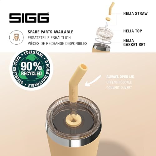 SIGG - Insulated Mug - Travel Mug Helia - With Durable Glass Straw & Cleaning Brush - Leakproof - BPA Free - 18/8 Stainless Steel - 15oz/20oz - Image 5