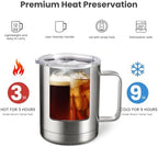 MEWAY 12oz Coffee Mug With Handle 4 Pack Bulk,Stainless Steel Insulated Travel Tumblers With Sliding Lid,Double Wall Vacuum Camping Cup for Hot & Cold Drinks Tea (Mix,Set of 4) - Image 3