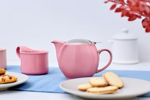 Zero Japan Bee House Round Teapot For One, 15 Oz - Ceramic Tea Pot with Stainless Steel Lid and Infuser, Smooth-Pour Spout, Diswasher and Microwave Safe Tea Pots (Rose) - Image 3