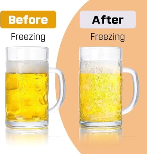20oz Heavy Glass Beer Mug Set of 6 with Handle,Beer Mugs for Freezer, Large Glass Beer Stein - Image 6