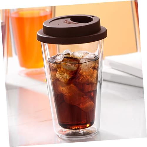 KICHOUSE Double Wall Glass Coffee Mug Insulated 350ml with Silicone Lid - Image 6