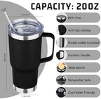 20 oz Tumbler with Handle Stainless Steel Insulated Coffee Tumbler with Lid and Straw Double Wall Vacuum Insulated Coffee Mug Leak Proof Travel Mug Tumbler for Hot and Cold Drink, Mix Color-10 - Image 2