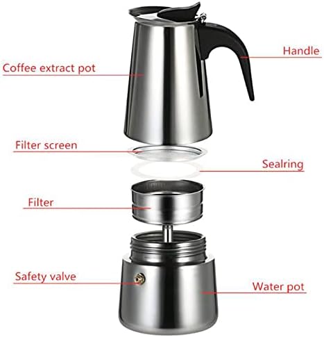 Stovetop Coffee Maker, 6 Cup Stainless Steel Moka Pot Espresso Maker Coffee Pot with Electric Stove, 500W Stovetop Espresso Machine Italian Espresso Maker for Home Bar Office - Image 6