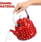 DOITOOL Enamel Teapot Cast Iron Stovetop Tea Kettle Red Vintage Tea Kettle for Boiling Water Kitchen Pot for Home Entertaining Housewarming Gift 8.26 X 8.26 X 3.14 in - Image 5