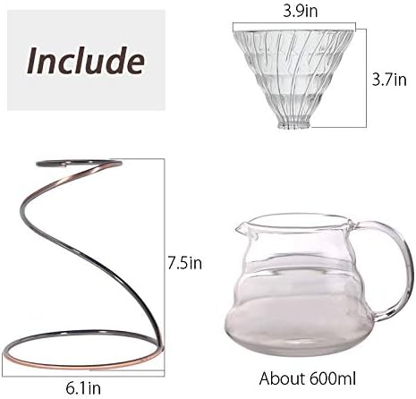 Reusable Metal Pour Over Coffee Dripper Stand（Bronze） Circinate Shaped with Drip Pot and Coffee Filter Dripper - Image 4