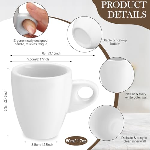 Reallnaive 16 Pcs 1.7 oz Porcelain Espresso Cup Set White Tiny Ceramic Coffee & Tea Mugs for Cafes Offices Homes and Restaurants - Image 2