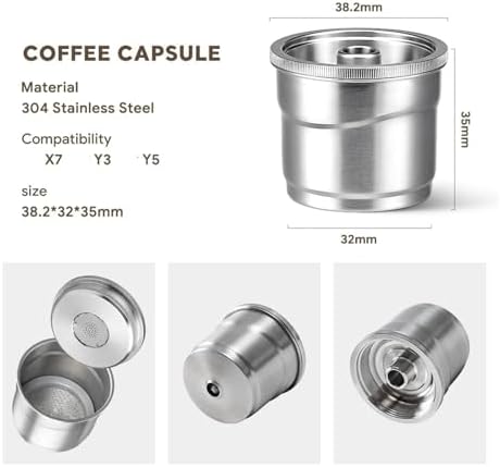 Reusable Coffee Capsules，Coffee Machine Stainless Steel Filling Pods Rich Cream,Compatible With Illy，X7 Y3 Y5(6PCS) - Image 2