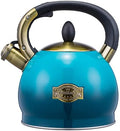 Whistling Tea Kettle Stove Top Teapot, Stainless Steel Teakettle (2.8 QUART, Blue) by LUXGRACE
