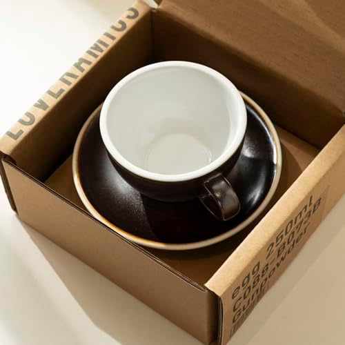 Loveramics Coffee Cup Ceramic, 8 oz Latte Art Cup with Saucer for Cappuccino, Tea, Espresso, Thick - walled stoneware Cappuccino mug Set for Cafe and Barista - Potters Colours (Gunpowder, 8OZ) - Image 6