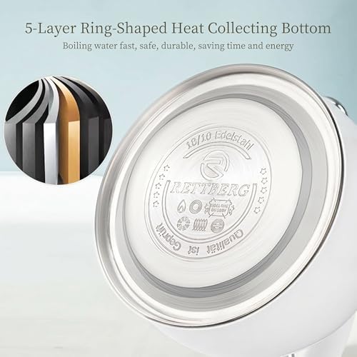 Tea Kettle Stovetop, 2.64 Quart Food Grade Steel Whistling Tea Pot White - Image 6