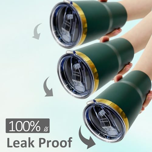 20 oz Tumbler Bulk Stainless Steel Tumblers with Lids and Straws Army Green - Image 5