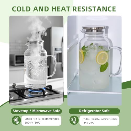1 Gallon/3.8L Thickened Glass Pitcher with Lid and Spout, Glass Pitcher - Image 2