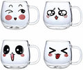 Glass Coffee Mugs Set Of 4 (200ml) Espresso Glass Cups Perfect For Milk, Latte, Tea, Cappuccino (Cute Cups) by Unknown