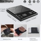 Digital Kitchen Scale 3kg/0.1g Coffee Scale with Timer & Silicone Pad - Image 3