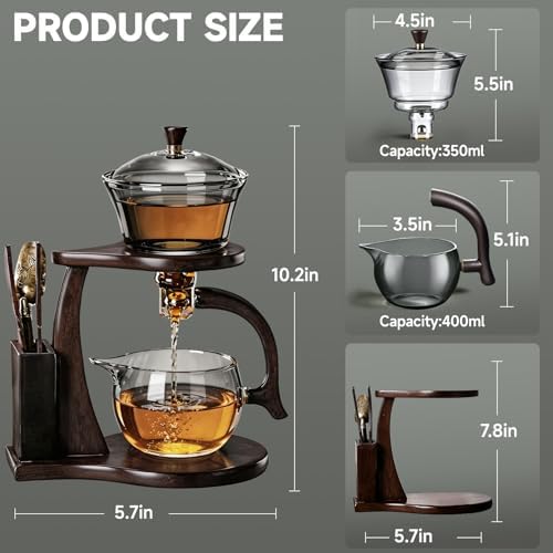 Lazy Gong Fu Tea Set Semi Automatic Magnetic Glass Teapot - Image 7