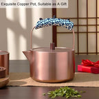YJX Pure Copper Tea Kettle For Stovetop Safe, Chinese Style Non-Coating Teapot with Stainless Steel Tea Ball For Loose Tea, Durable Tea Pot, 1500ml Kettle - Image 3