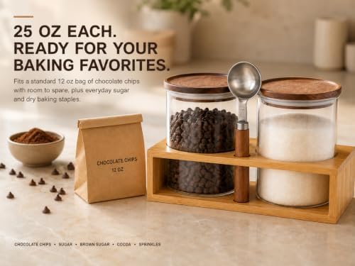 KKC HOME ACCENTS Glass Baking Canister Set with Scoop & Rack, 25oz - Image 3